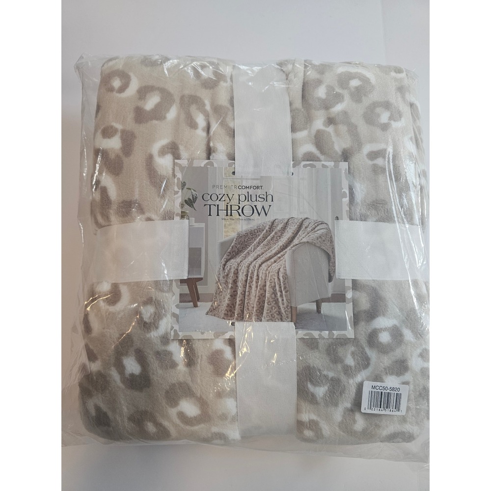 Premier Comfort Cozy Plush Throw Unisex‎ 50x70 Tan Leopard Print Blanket